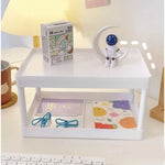 support rangement double niveau blanc moderne rangement papeterie stylo cahier agrafeuse marque page boite