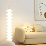 lampe sol moderne blanc rayures horizontales base circulaire contemporain éclairage d'intérieur led sans fil