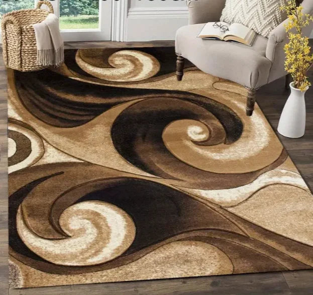 tapis moderne effet marbre noir blanc doré salon chambre intérieur extérieur décoration luxe 160x120cm