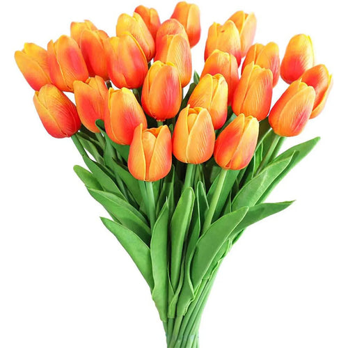 décoration extérieure bouquet tulipes artificielles rose blanc jaune orange moderne
