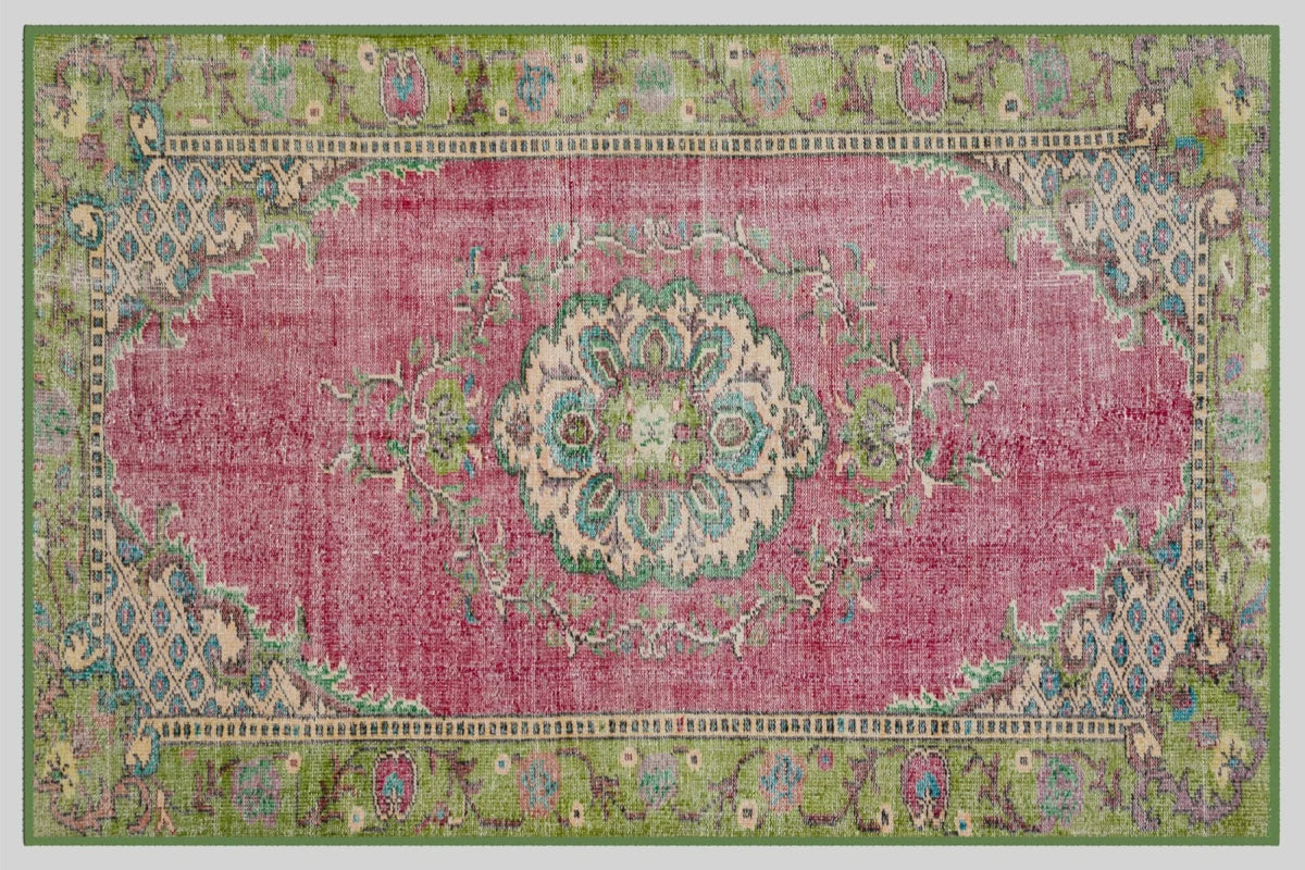 tapis rose ornements floraux motifs géométriques vintage ethnique 80x120cm