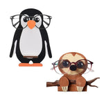 porte lunettes forme animaux pingouin singe bois créatif fonctionnel adhésif