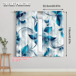 rideaux moderne floral bleu turquoise motifs abstraits deux panneaux polyester semi transparents