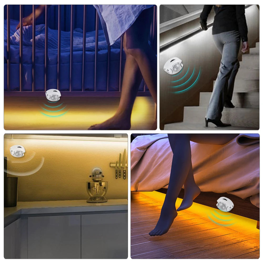 bande led détecteur mouvement blanc blanc chaud moderne adhésif 1m 3m 5m étanche veilleuse