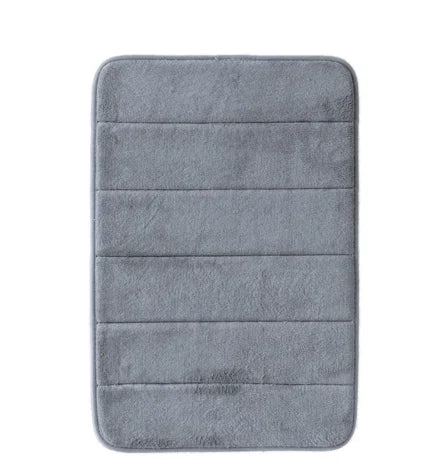 tapis bain antidérapant mousse mémoire forme gris bleu moderne salle bain