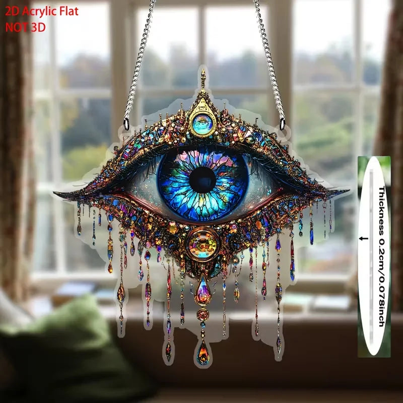 décoration murale œil protecteur strass bleu doré artificielle chaîne métallique brillante fantaisisteintérieur festiveextérieur