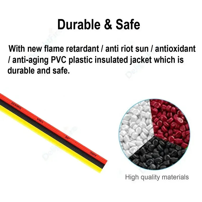 câbles électriques led 12v 10m 5m 2m 18awg 20awg 22awg rouge jaune noir diy