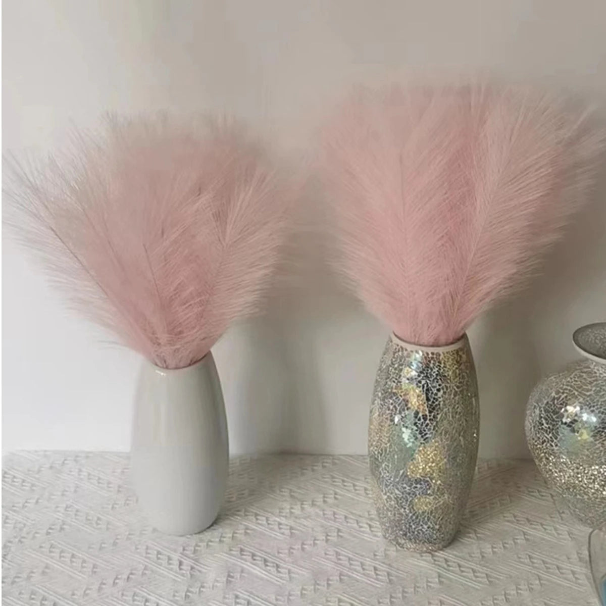 décoration mariage bouquet plumes séchées naturel moderne rustique 10 pièces vaseextérieur exposition