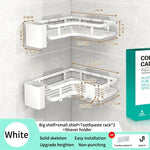 étagère salle bain angle double couche adhésive blanche noire moderne multifonctionnelle rangement muralement fixée