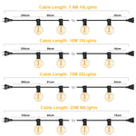 guirlande lumineuse led ampoules globe verre jaune orangé industrielle vintage imperméable extérieure 220v