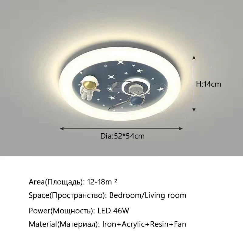 plafonnier led astronautes planètes étoiles moderne enfant bleu rose
