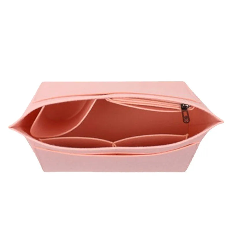 sac cosmétique moderne réutilisable beige noir rose pâle uni opaque poignée amovible compartiments intérieurs