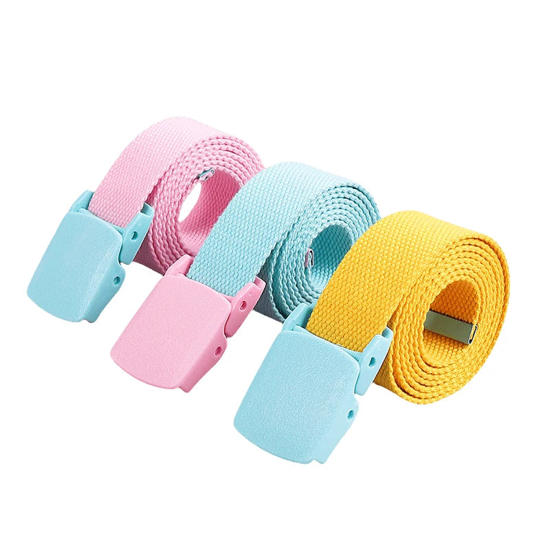 ceintures enfant toile rouge violet bleu clair jaune rose blanc beige