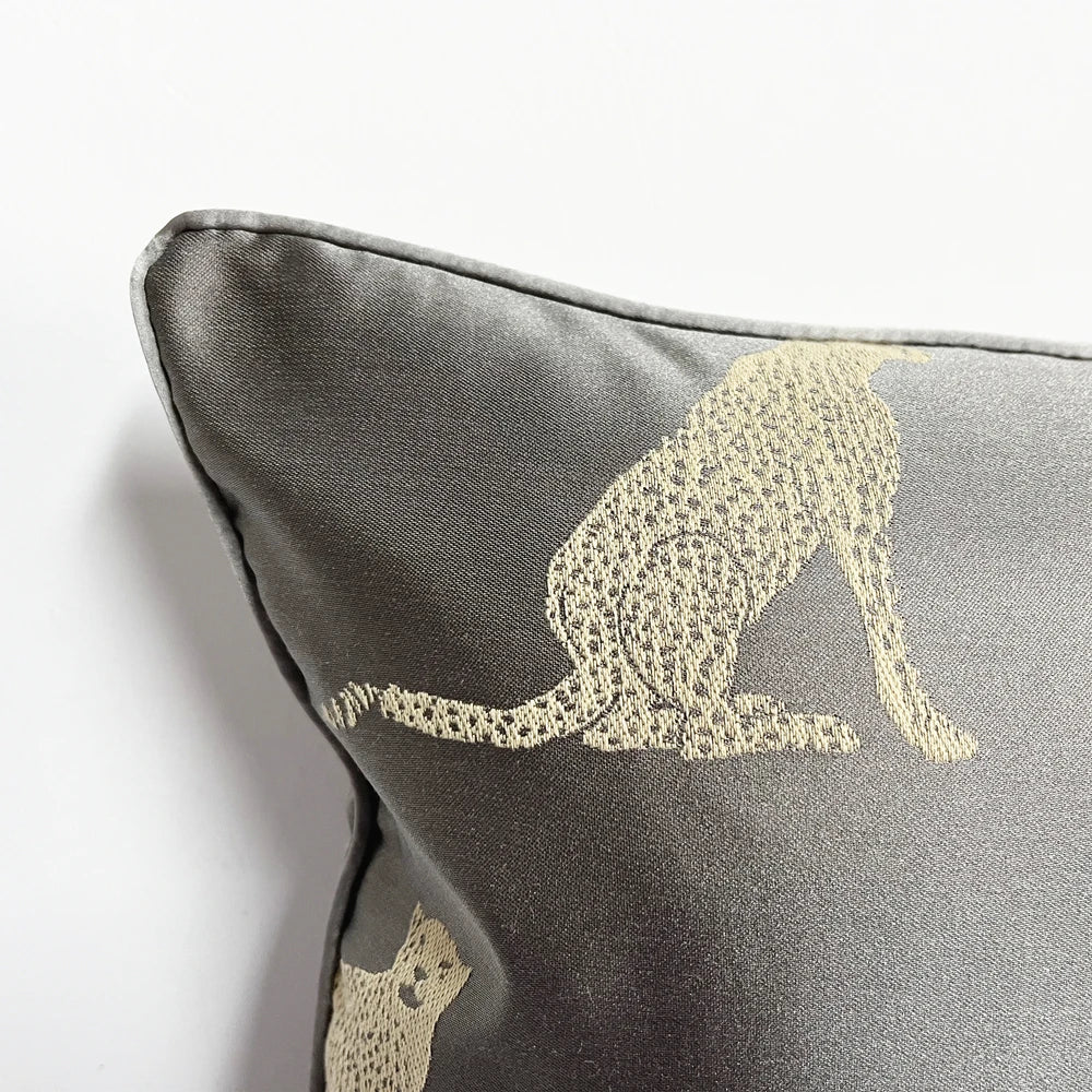 housse coussin gris léopard moderne adhésive décoration maison canapé chaise voiture 30x50cm polyester Jacquard