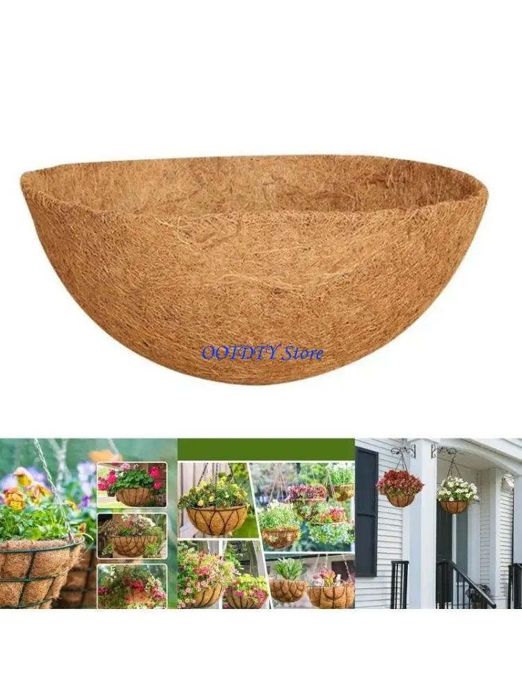 panier suspendu rustique pot plante fibreux balcon jardin fleuri aspect naturel decoration extérieure bohême