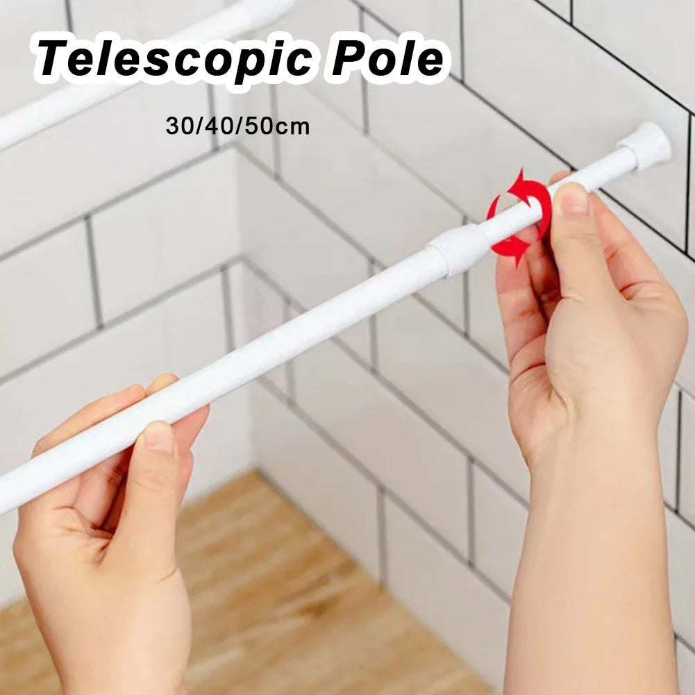 poteau télescopique blanc texture lisse rideau douche réglable 30 50 90cm moderne adhésif extensible