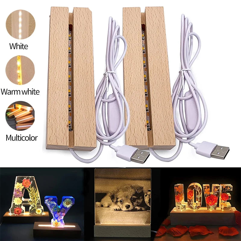 veilleuses usb bois moderne 3d plexiglass led diy décoration art miniale
