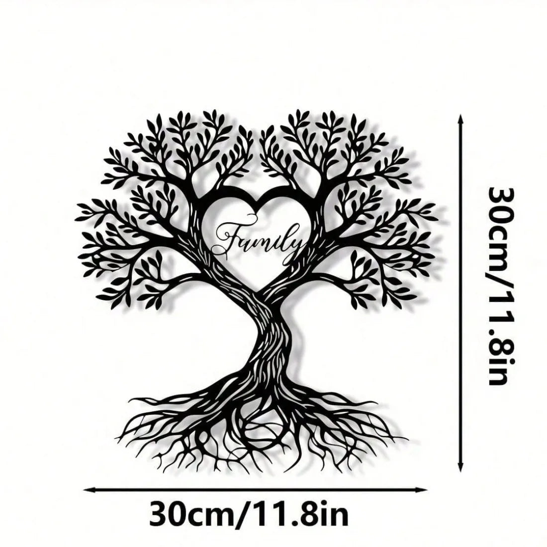 sculpture arbre noir racines feuilles cœur famille moderne artisanalintérieur decoration
