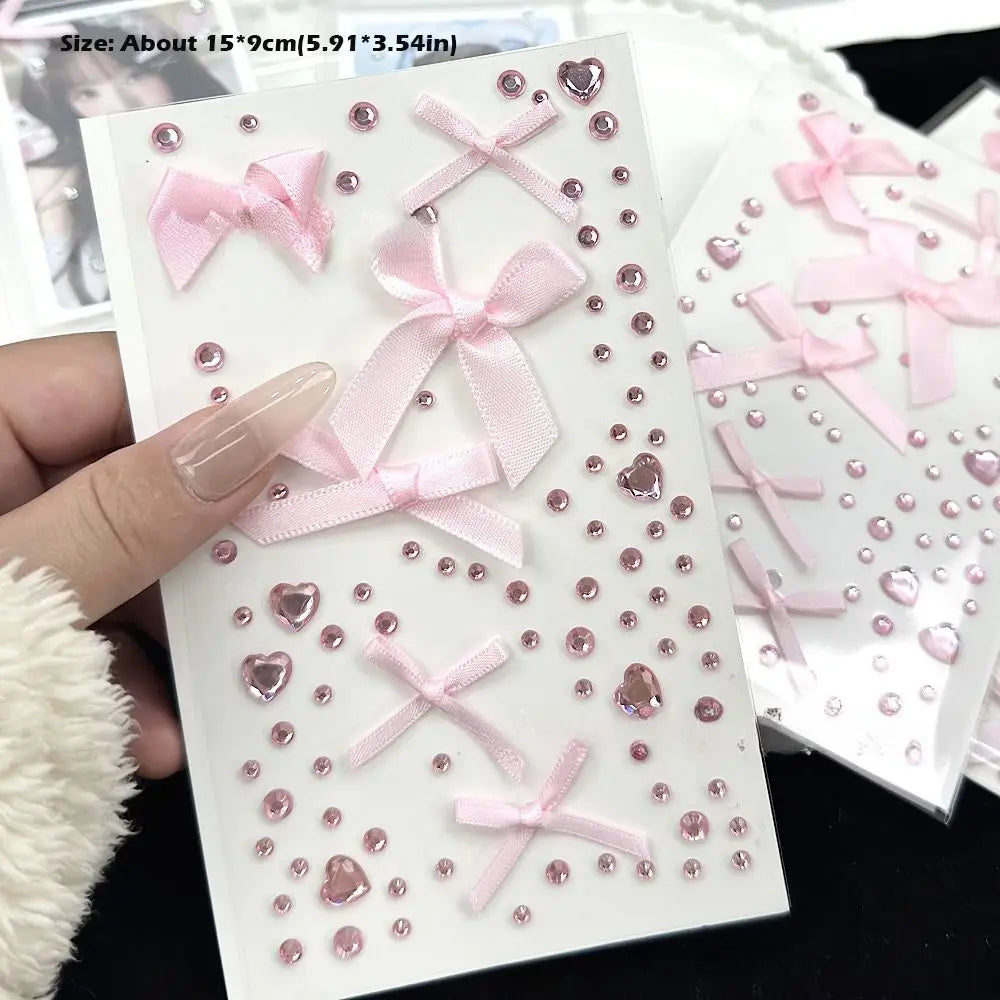 porte photos brillant rubans rose coeurs strass adhésif unisexe adulte blanc décoratif