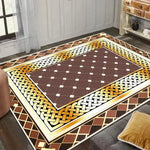 tapis géométrique noir or marron moderne salon chambre élégant motifs floraux 40x60cm