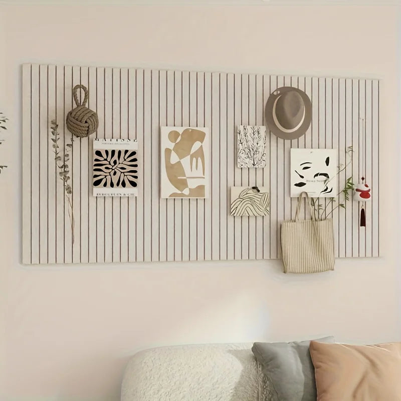 panneau mural décoratif minimaliste beige gris blanc rainures verticales régulières dimensions 40cm 60cm abstrait