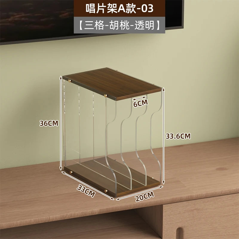 support disques vinyle bois transparent moderne minimaliste respectueux environnement multiple usage