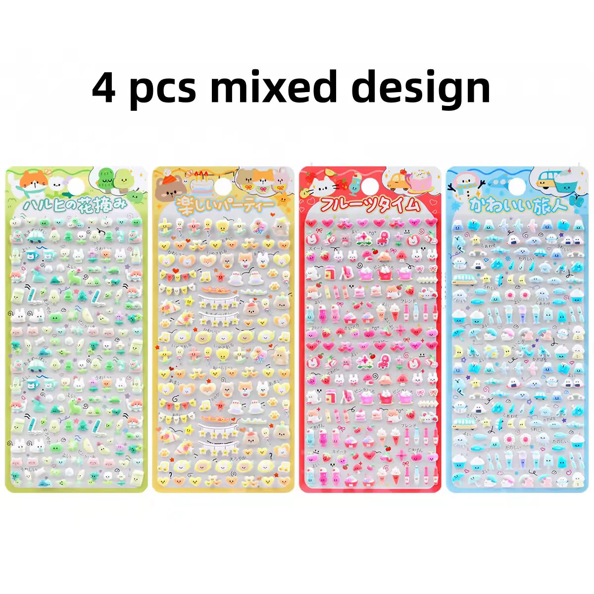 sticker kawaii adhésif transparent animaux motifs colorés mignons expression faciale scrapbooking bricolage pièces