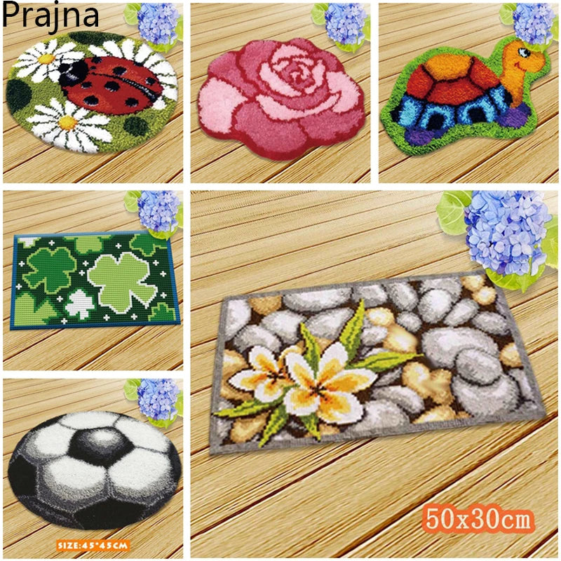 kit broderie tapis crochet animaux dessin animé fleurs textile fait main diy décoratif