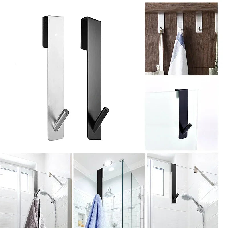 porte serviettes mural adhésif noir argent moderne salle bain minimaliste suspension accessoire