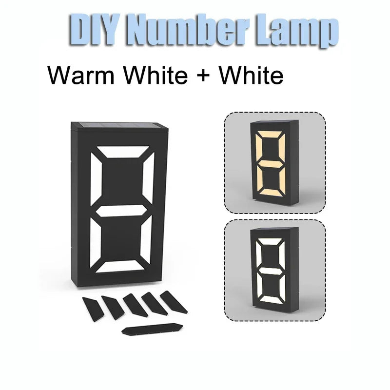 lumière solaire numéro rue ip65 led moderne adhésif extérieure porte villa blanc noir