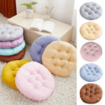 coussin rond doux uni moderne 40cm diamètre 6cm épais bleu clair rose pâle grisclair