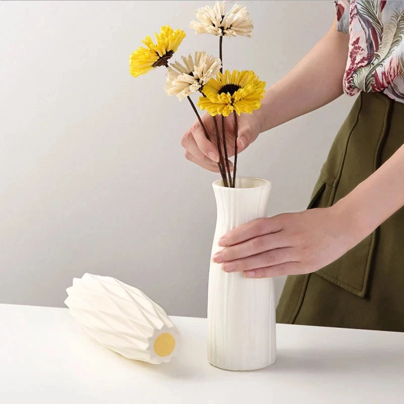 Cache-pot plastique design moderne blanc