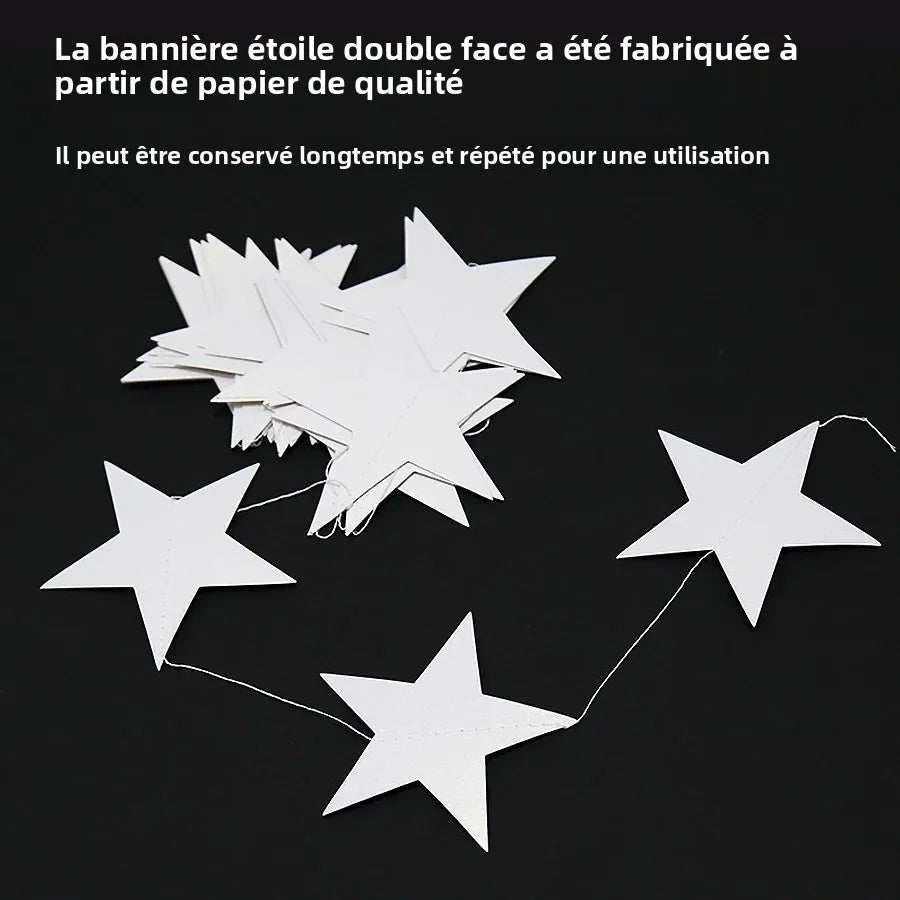 guirlande étoiles papier or argent bleu blanc décoration suspendue mariage chambre enfants