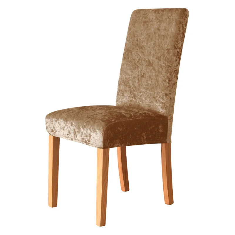 couverture chaise salle manger velours moderne beige clair antidérapante élasthanne polyester