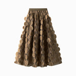 jupe marron rose transparente moderne élégante ceinture ajustable polyester femelle été mi mollet
