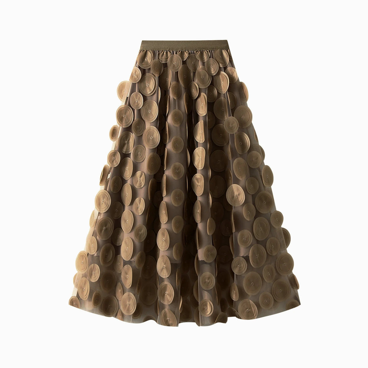 jupe marron rose transparente moderne élégante ceinture ajustable polyester femelle été mi mollet