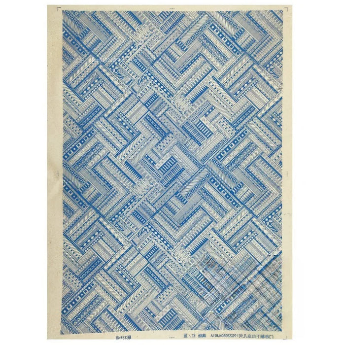 papier décoratif bleu blanc motifs floraux géométriques opacité traditionnel 54cm 37cm papier autocollant haute