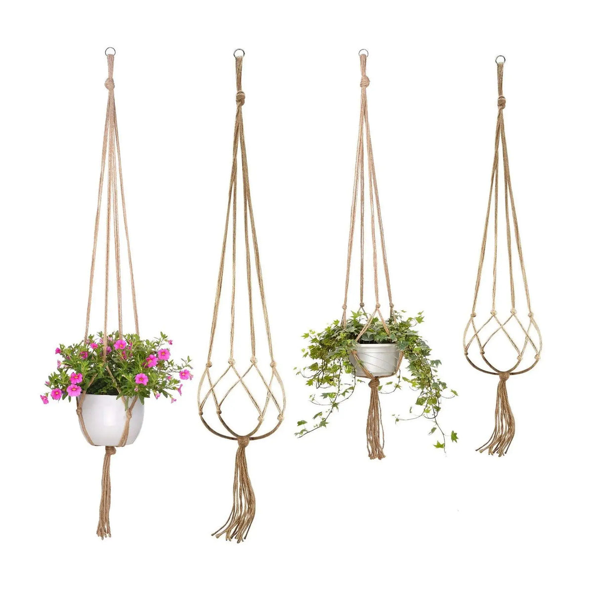 support plante suspendue macramé boho pots colorés decoration murale jardinière