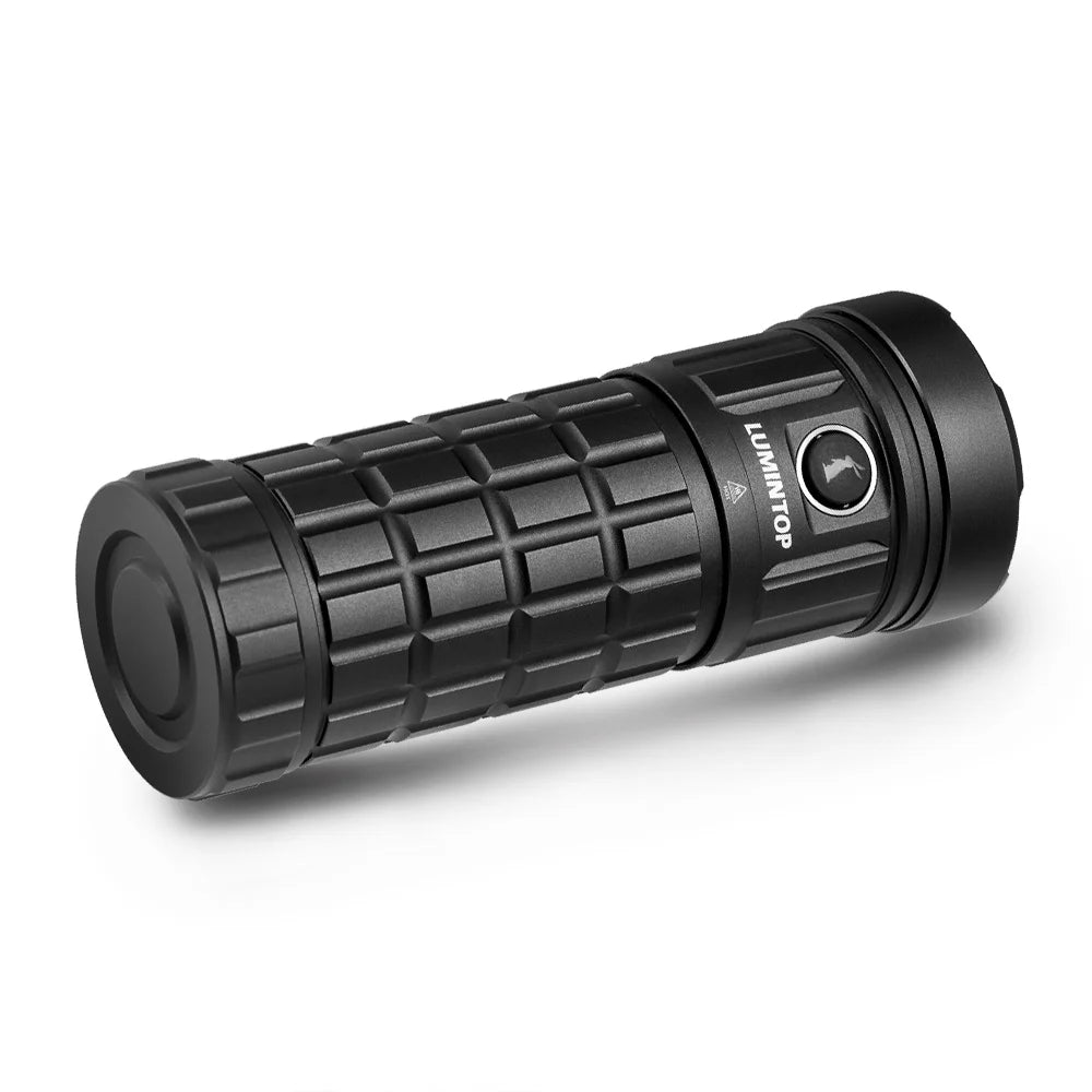 lampe torche led rechargeable usb moderne robuste noire texture gomme tactile auto défense