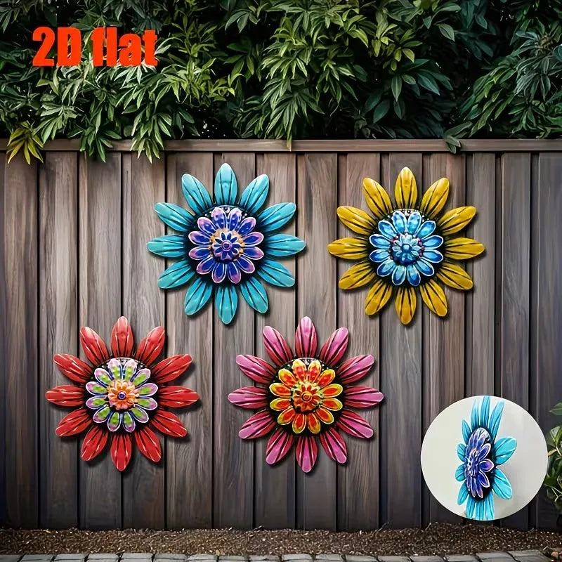plaques murales décoratives fleurs stylisées bleu rouge jaune rose vert modernes 3d