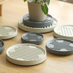 support plante gris blanc rayures horizontales moderne portable amovible robuste