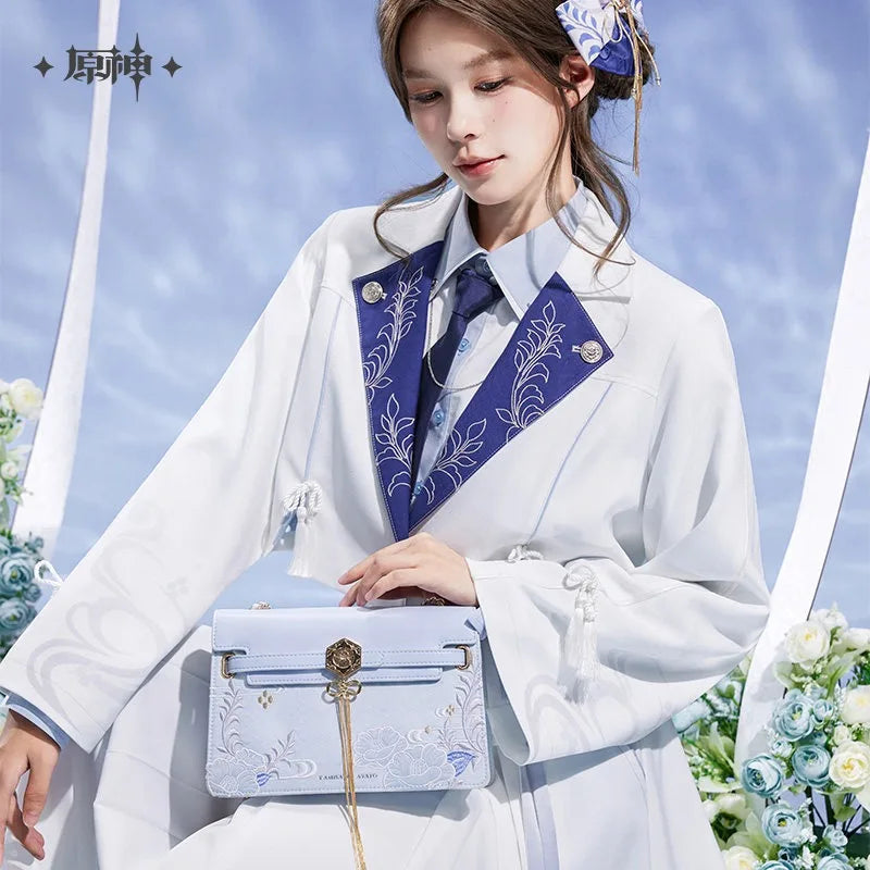 sac main cuir blanc imprimé floral chain dorée deco otaku fan cadeau