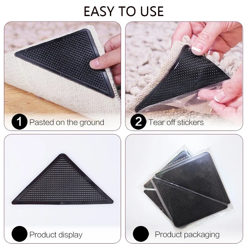 tapis anti dérapant triangle caoutchouc noir adhésif salle bain respectueux environnement utilitaire
