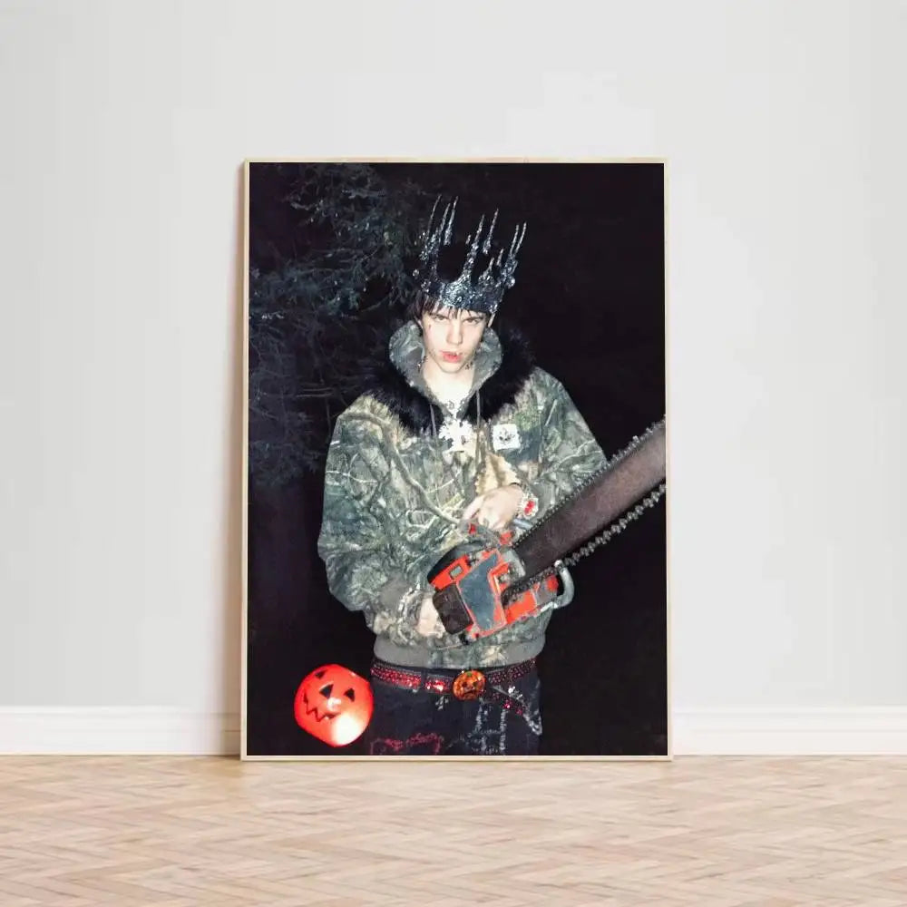 affiche cadre bois rappeur sematary gothique pop art décoration murale chambre salon