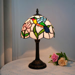 lampe table tiffany multicolore oiseau stylisé verre teinté interrupteur bouton poussoir 220v 155cm