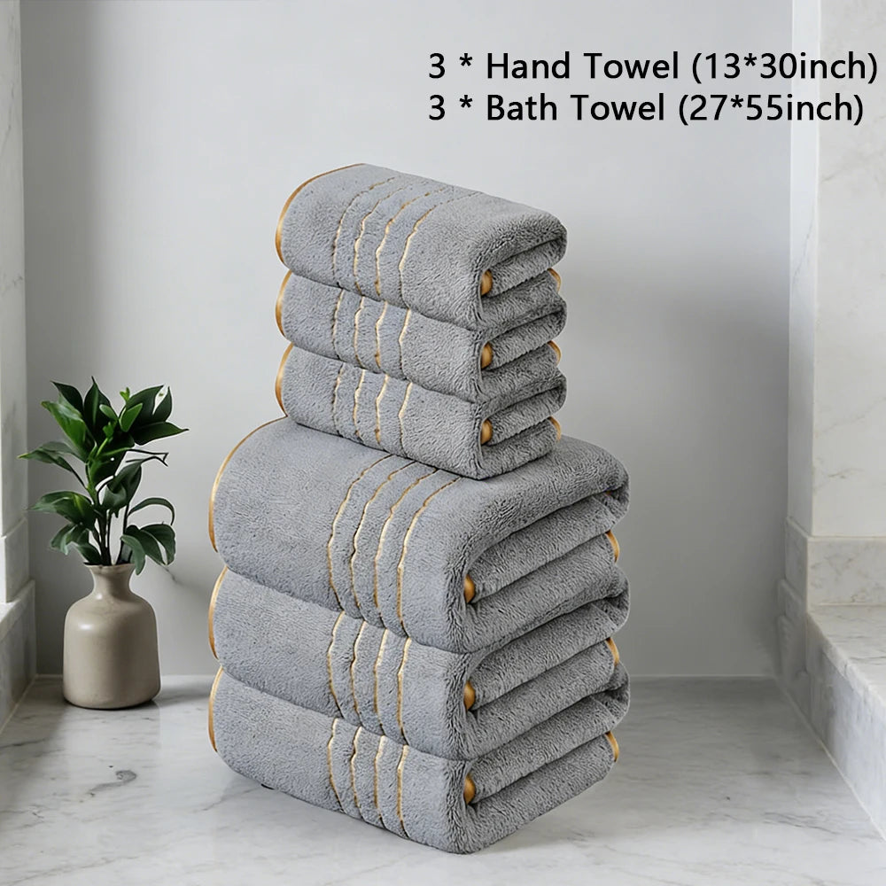 serviettes bain blanches grises bleu marine rayures dorées absorbantes maison bain moderne 70x140cm