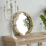 miroir mural doré feuilles stylisées classique rustique chambre salon decoration
