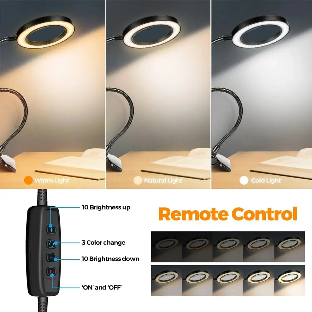lampe flexible noir pince usb modes lumière interrupteur tactile moderne