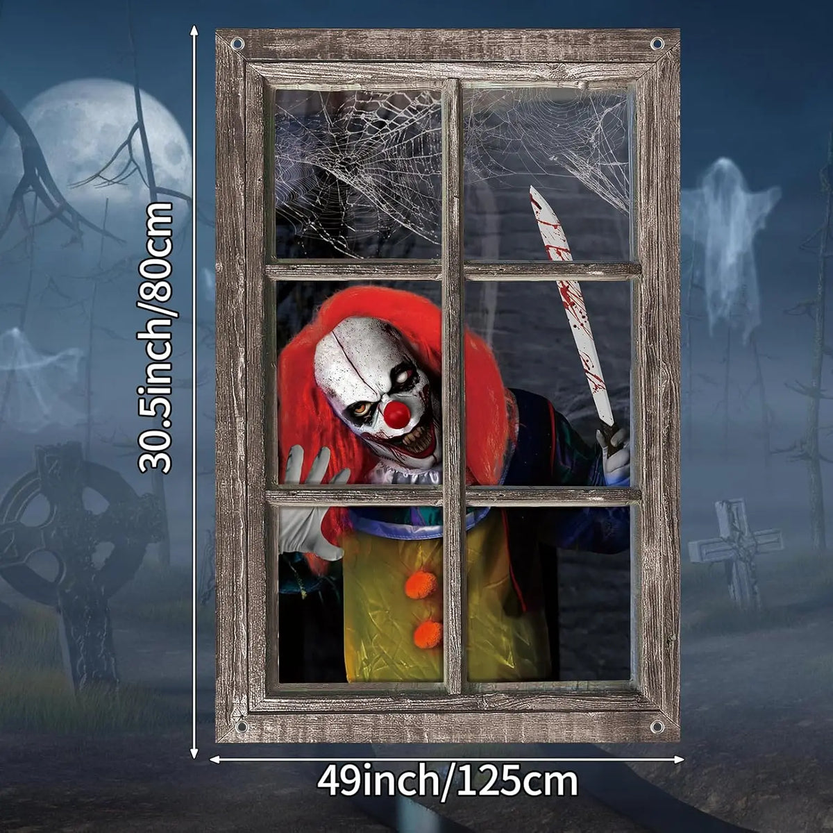 décoration murale halloween clown effrayant toile d'araignée rouge blanc anniversaire halloween opacité clips