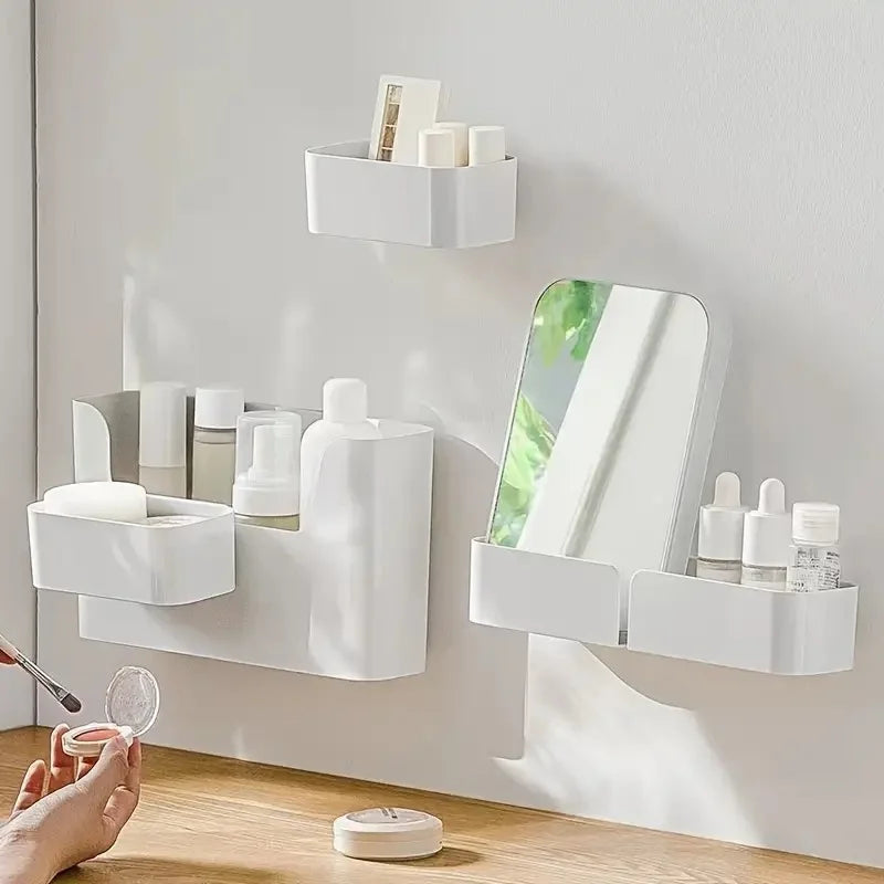 rangement mural blanc boîtes bouteilles papier essuie tout stylos savons minimaliste modernes
